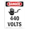 Signmission Safety Sign, OSHA Danger, 5" Height, 440 Volts, Portrait OS-DS-D-35-V-1011 - alternate 1